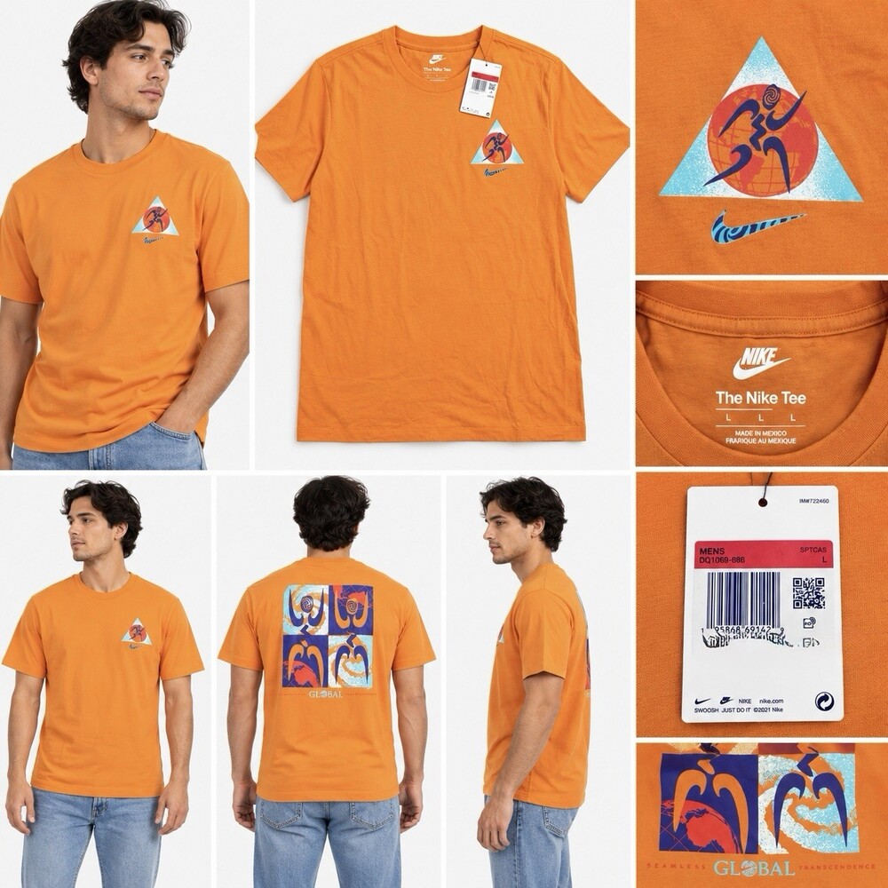 The Nike Tee Nike Logo Orange yellow T Shirt Size Large. New with tags
